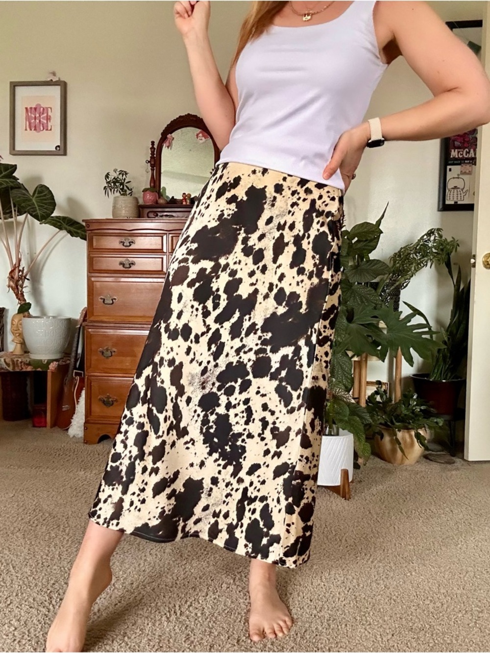 Rachel Zoe Cow-Print Skirt